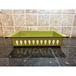 Cathrineholm Lotus Enamelware 14x9 Lasagna Baking Pan Avocado Green Vintage